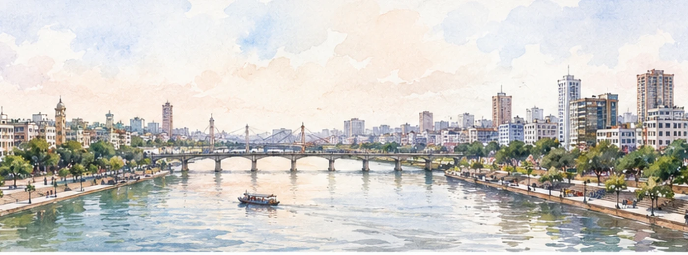 Professional Resume Writing Services in Ahmedabad - watercolor cityscape of Ahmedabad, Gujarat