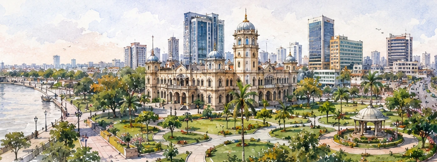 Professional Resume Writing Services in Surat - watercolor cityscape of Surat, Gujarat